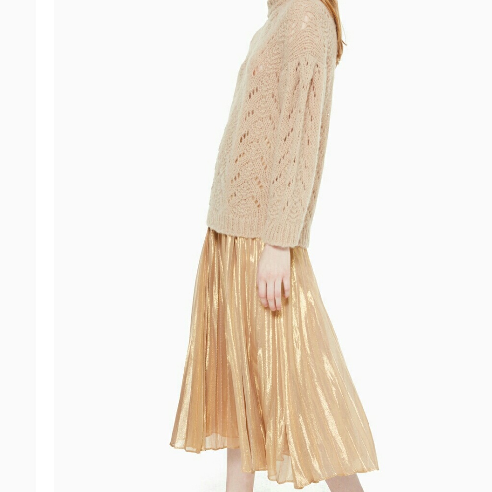 kate spade metallic pleated midi skirt